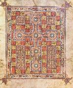 unknow artist, Rug page with cross from the Evangeliarium Van Lindisfarne